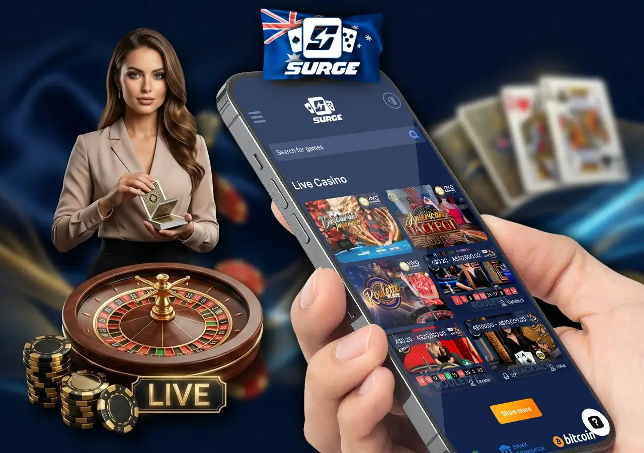 Professional live dealer games and real-time streaming for Australian players.